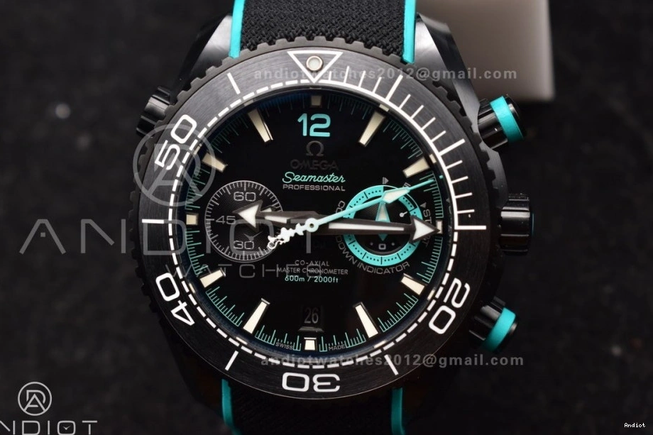 Planet Master Rubber on Black A9900 Black M+SF Ocean Deep Chrono Edition Black Dial Strap 1:1 Ceramic Best 1224